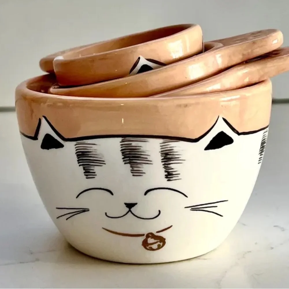 RARE Find! Cute Cat Ceramic Nesting Measuring Cups!